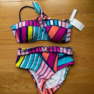 Trina Turk Catch a wave high waisted Bikini Set NWT